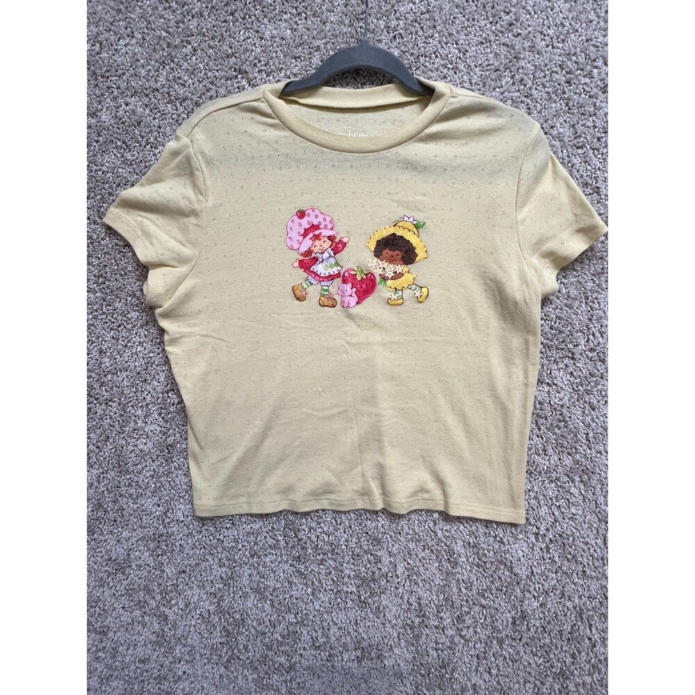 WOMEN'S TEEN Juniors VINTAGE 80's  STRAWBERRY SHORTCAKE Cropped T-shirt XL